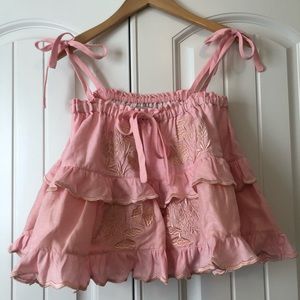 NWOTS! Innika Choo Frill Pink Scallop Top O/S